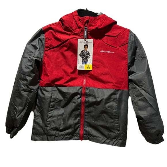 Eddie Bauer Boy’s Jacket Fleece Lining 3 in 1 Red Jacket Coat Size 7/8 NEW - Picture 1 of 6